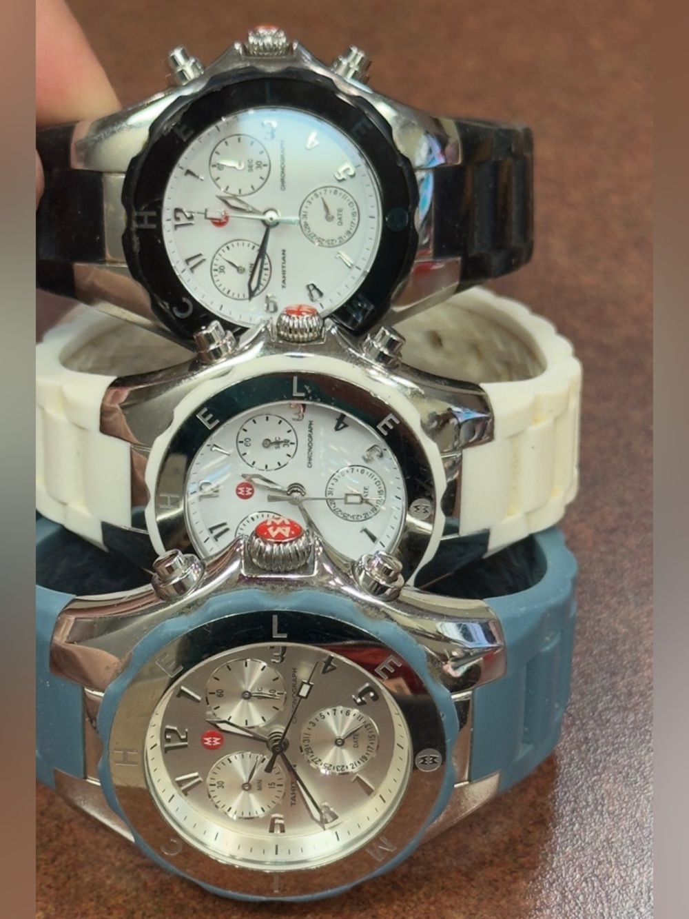 MICHELE Tahitian jellybean Silicone Strap Chronograph Watch - Blue
